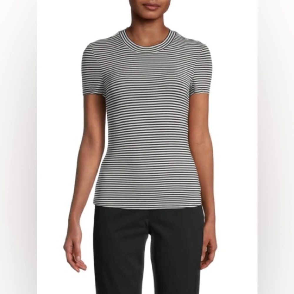 Theory Women's Striped Fitted T-shirt In Black White petite small